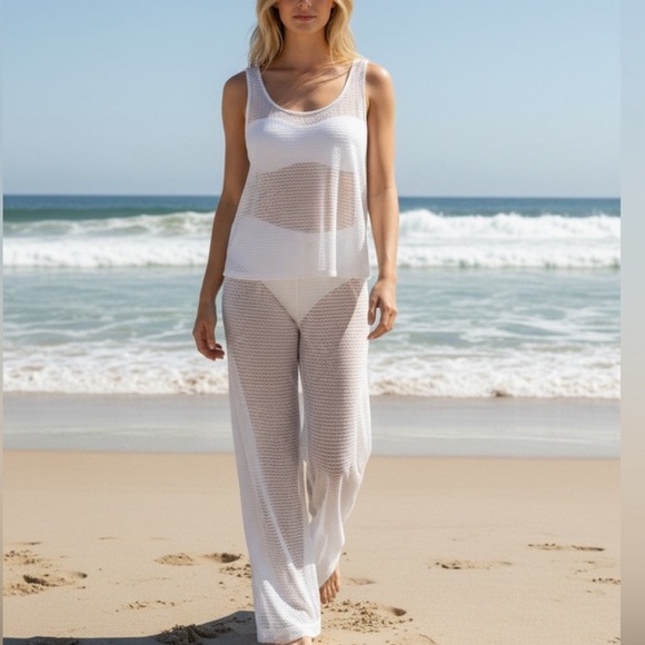 Hurley Other - White Crochet Swim Cover Set